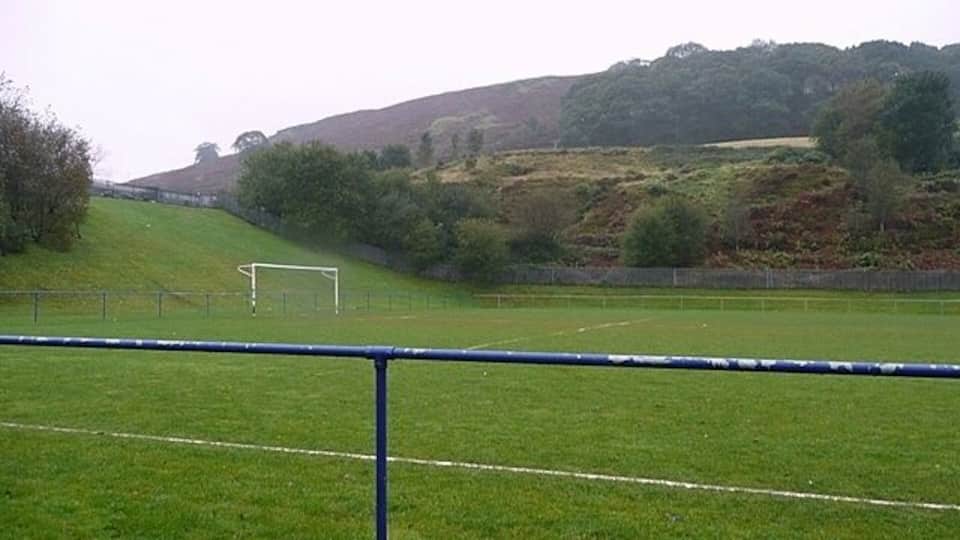 Wet pitch at Penygraig The A4119 grazes the north-eastern corner of the square. Adjacent, and in the square checked with GPS, is this football pitch (unusual for South Wales). It looks as though the land may have been levelled to create the pitch, as the rest of the land going into the square is steep up onto Mynydd Pen-y-graig.
