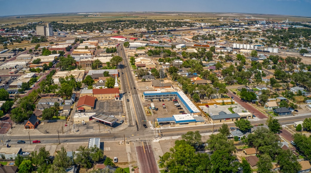 Aerial view of the Agricultural Hub and town of Dalhart, Texas