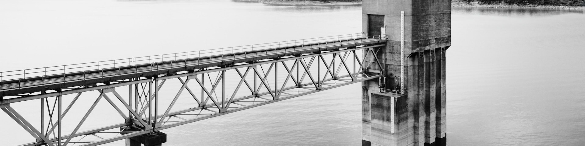 Aerial view of a Belton dam buidling crossing the lake