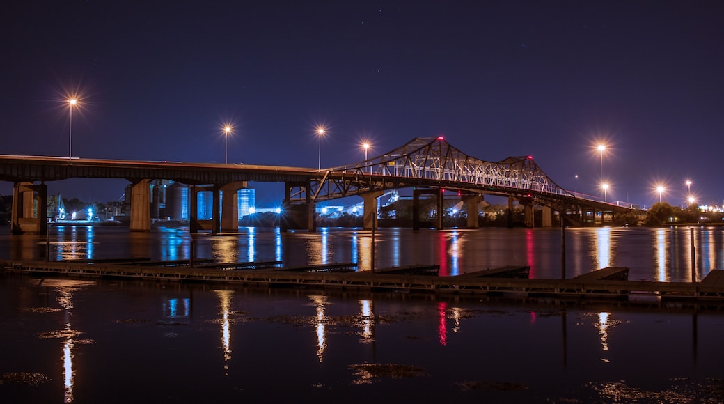 Tennessee River Bridge in Decatur Alabama at Night