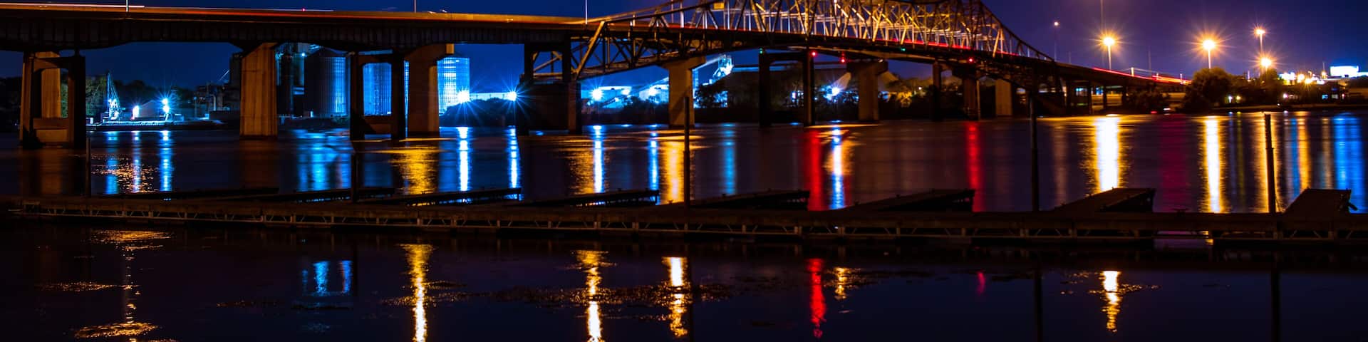 Tennessee River Bridge in Decatur Alabama at Night