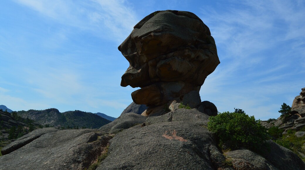 the Kempirtas (Witch) Rock in the Bayanaul National Park. located in southeastern Pavlodar Province, Kazakhstan