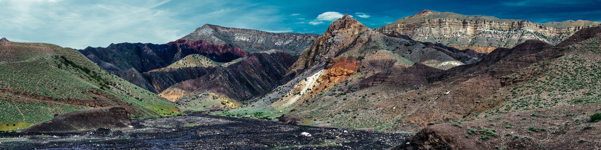 Colorful mountain landscape of Kyrgyzstan, Batken region.