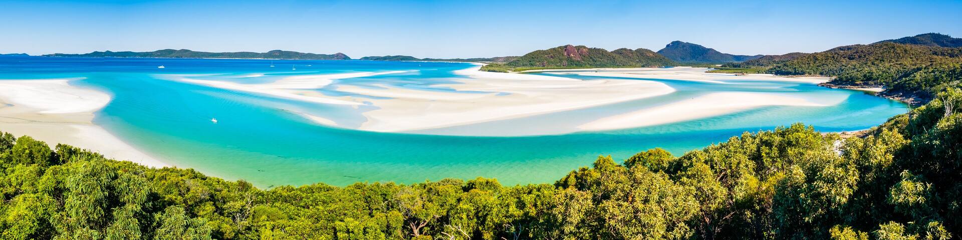 Scenic View of the North End of Whiteheaven Beach from Hill Inlet Lookout