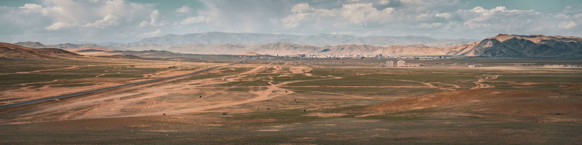 Panorama over the city of Bayankhongor. Modernity is finding its way here too