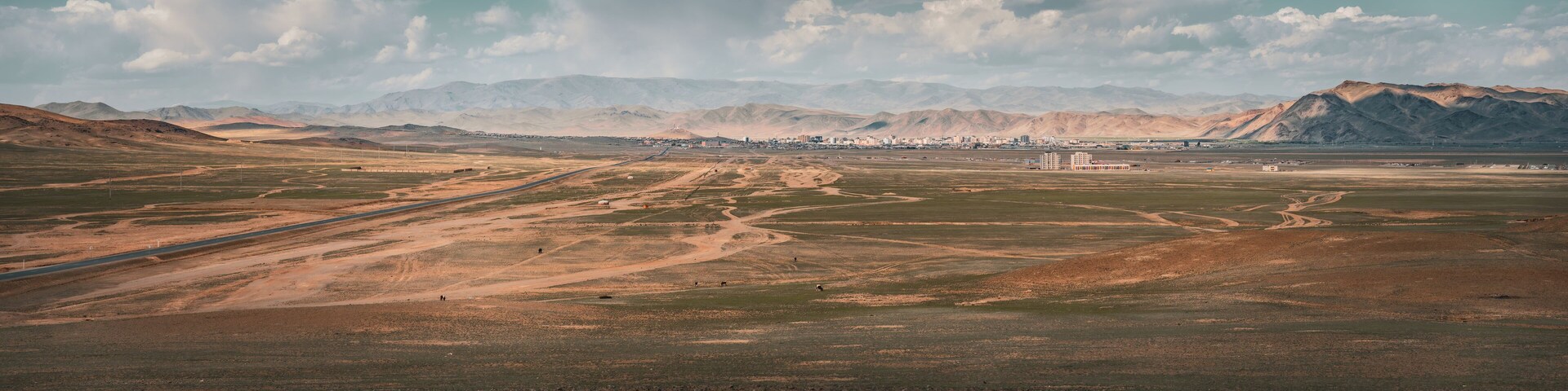 Panorama over the city of Bayankhongor. Modernity is finding its way here too