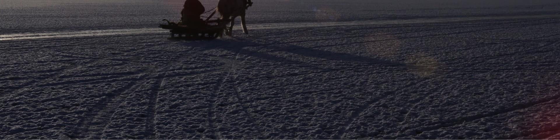 Horse Sledding on lake Khuvsgul in northern Mongolia