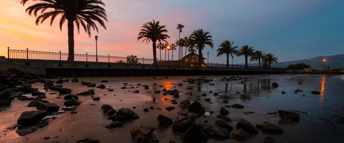 A beautiful morning in downtown Benicia California. Wake up for a beautiful sunrise then head over to Farm & Flour for tasty breakfast treat! #benicia #california #sunrise #beach #ocean #waves #palmtrees