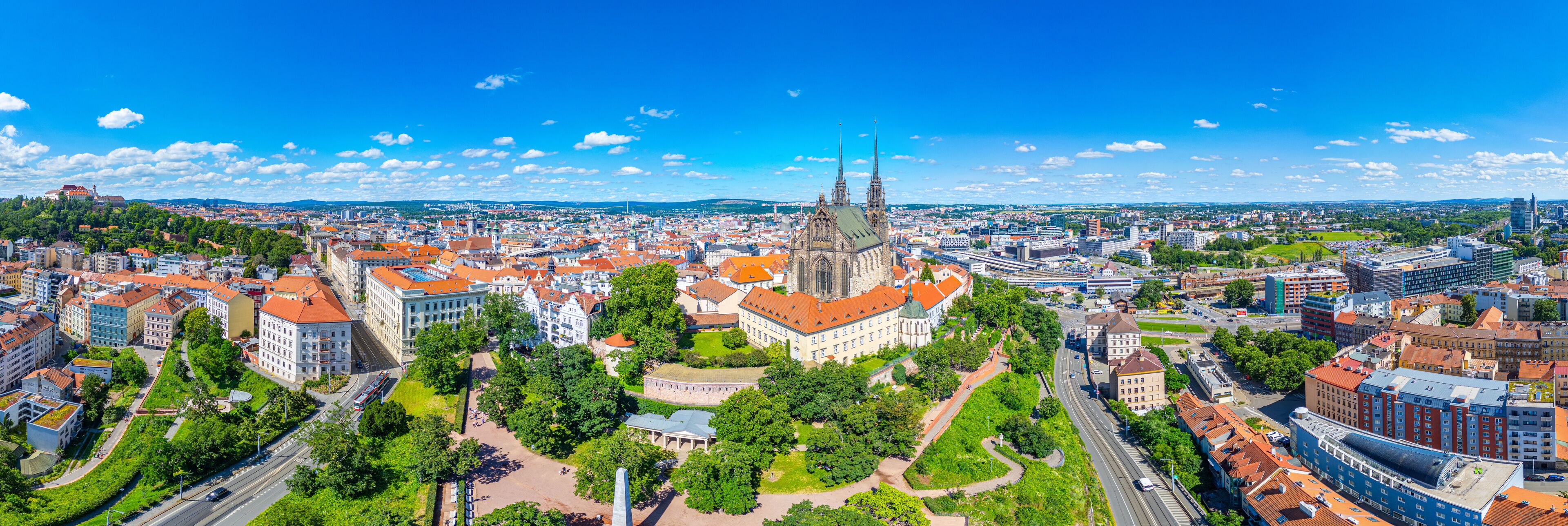 Saint Peter and Paul cathedral and skyline of Brno, Czech republ