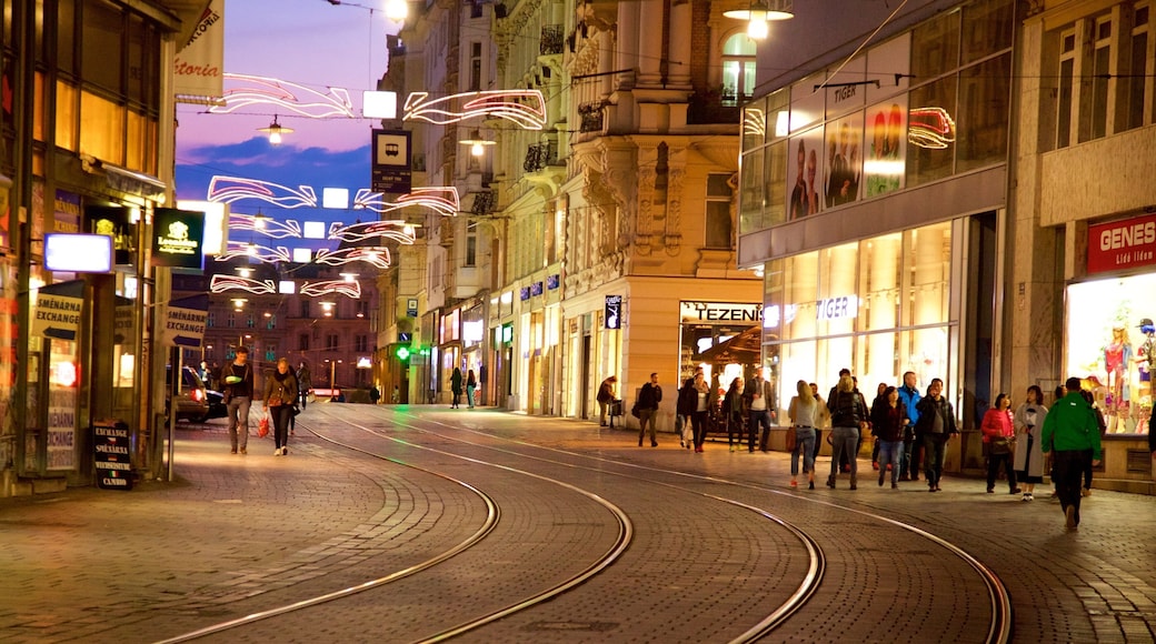 Brno showing a city and a sunset