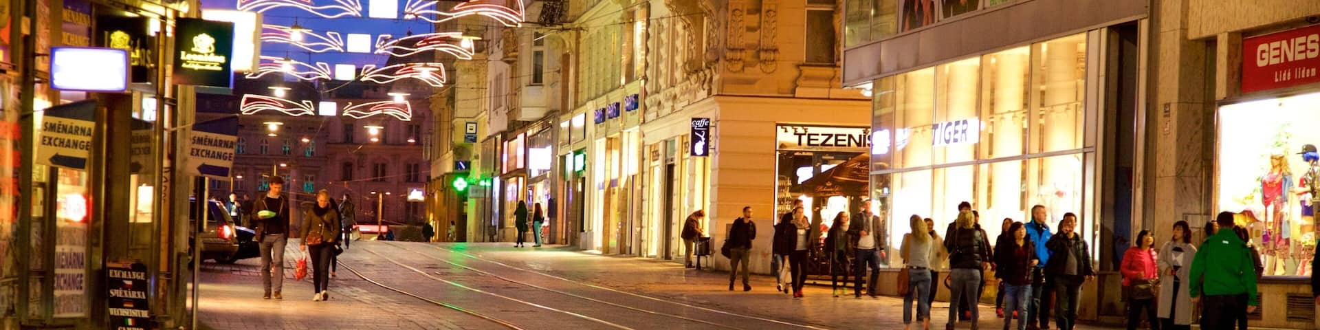 Brno showing a city and a sunset