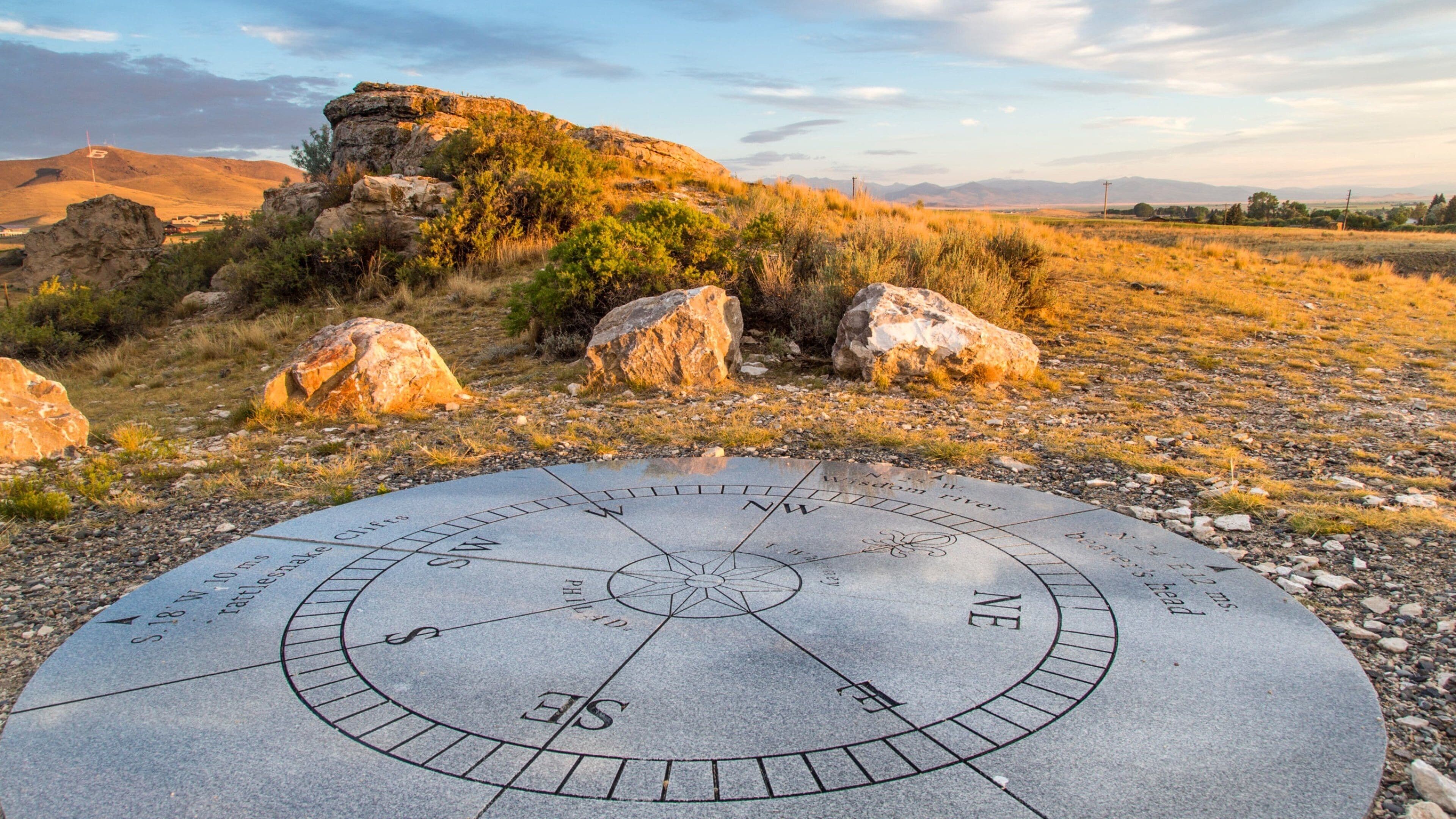 Dillon showing a monument and tranquil scenes