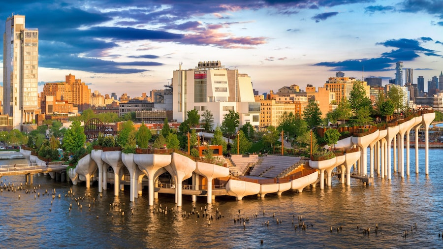 Little Island is an artificial island park in the Hudson River west of Manhattan in New York City, adjoining Hudson River Park..Manhatten,New York City, NY, United States of America