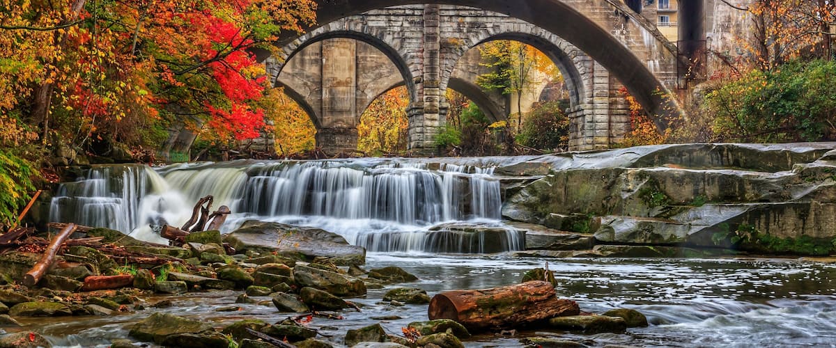 Fall at the Berea scenic triple bridge falls