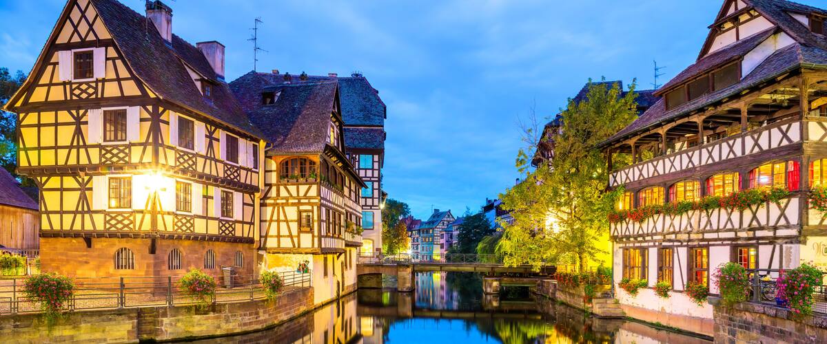 Evening lights in Strasbourg, France