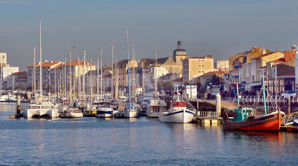 Panoramic photo of port of Les Sables d'Olonne, commune in the Vendée department in the Pays de la Loire region in western France