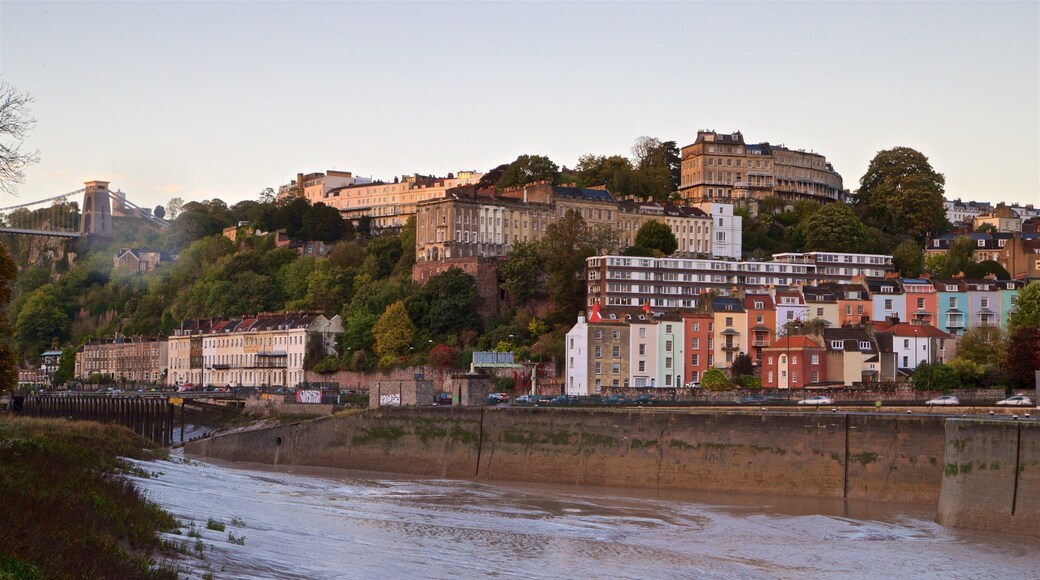 Bristol showing a sunset and a river or creek