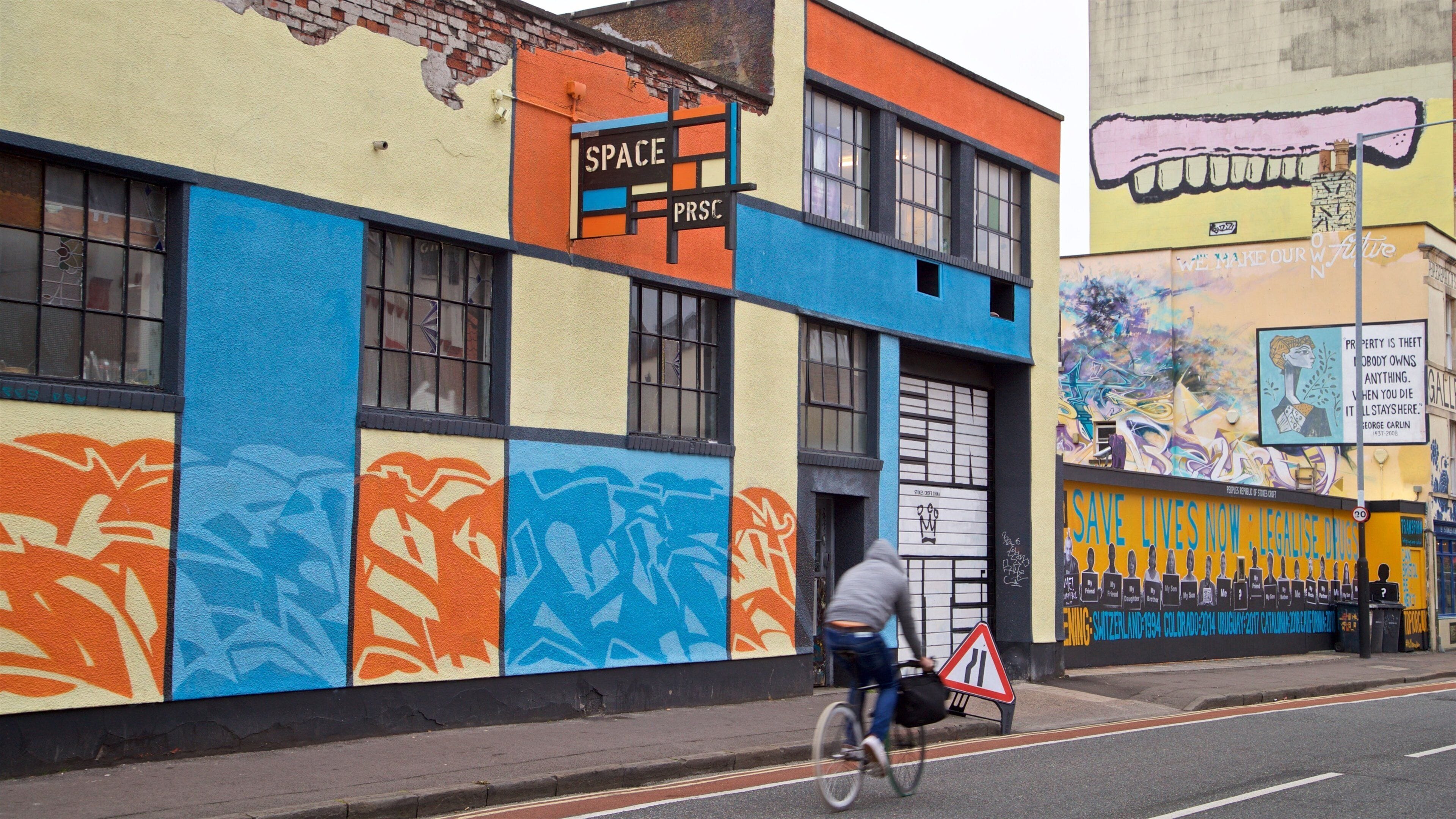 Bristol showing road cycling and outdoor art