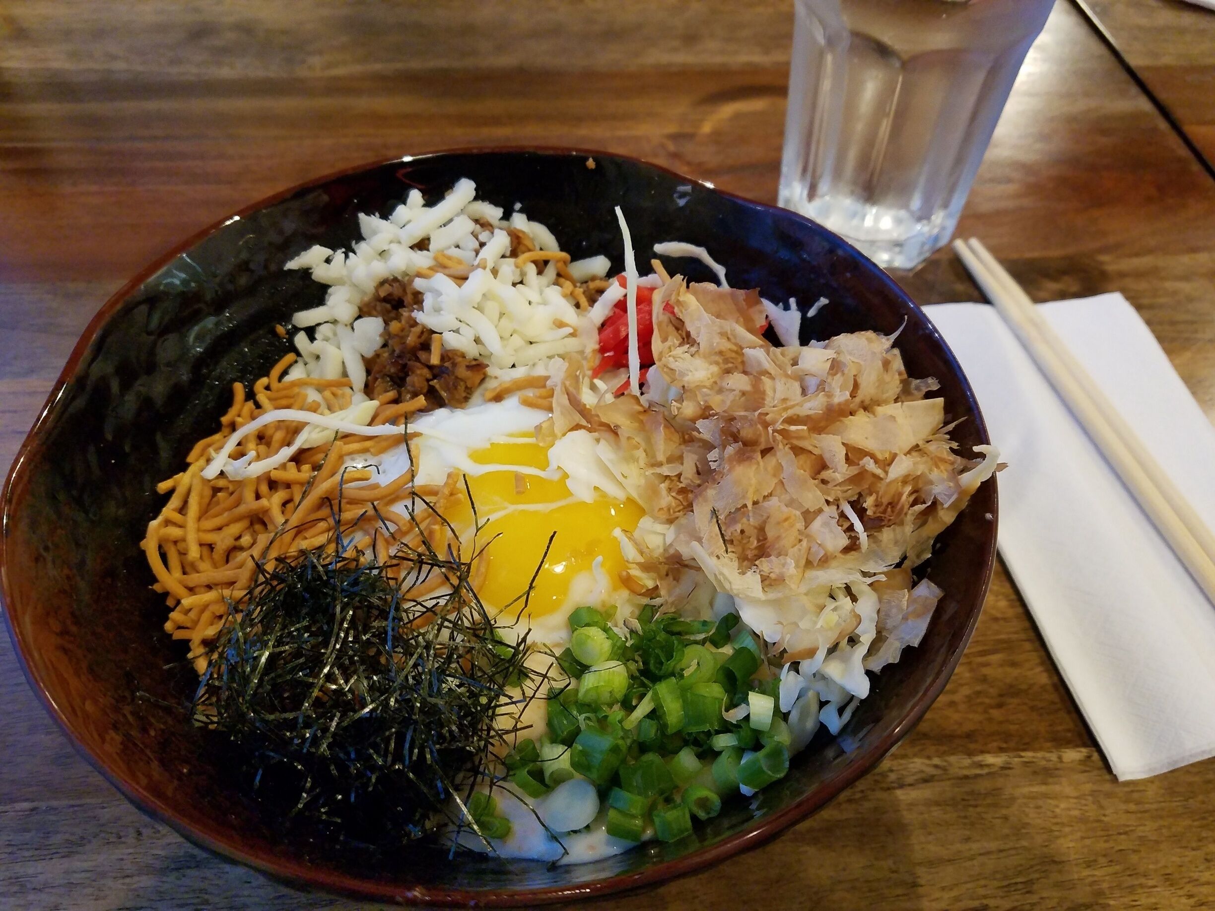 Fukuryu's Junk Ramen bowl. That's the name. Not my opinion of it. It is a ramen bowl with no broth. Perhaps my favorite dish here so far. 