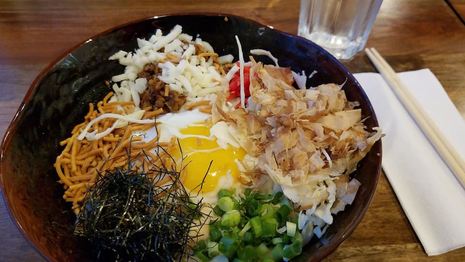Fukuryu's Junk Ramen bowl. That's the name. Not my opinion of it. It is a ramen bowl with no broth. Perhaps my favorite dish here so far.