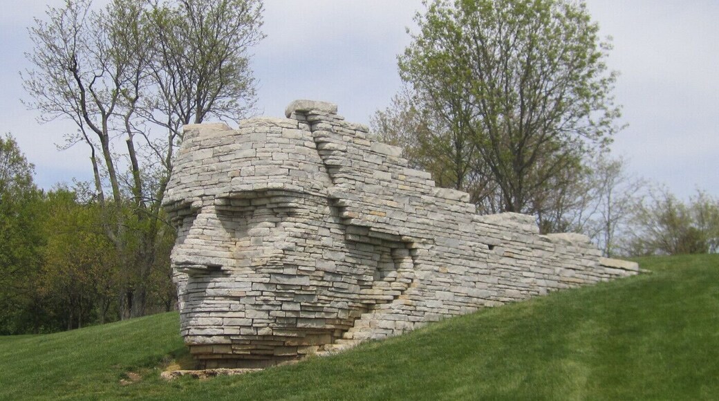 A twelve foot tall, limestone slab sculpture of Wyandot Indian, Chief Leatherlips sits atop the hill overlooking the Scioto River to the west at Scioto Park in Dublin.
The Dublin Arts Council commissioned the work and dedicated it in Scioto Park on July 1, 1990. The park is believed to be the location Chief Leatherlips' last hunting camp.
In 1810 he was executed by tomahawk on the orders of his brother, Roundhead, for being too friendly with the white settlers.