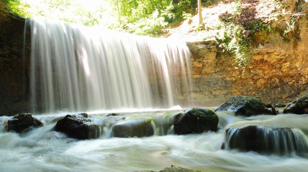 On the way to emptying into the Scioto River, the waters of Indian Run provide visitors with a couple unexpected waterfalls. Especially considering the current conditions of construction craziness surrounding the park.