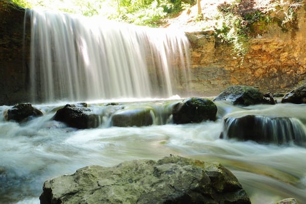On the way to emptying into the Scioto River, the waters of Indian Run provide visitors with a couple unexpected waterfalls. Especially considering the current conditions of construction craziness surrounding the park.