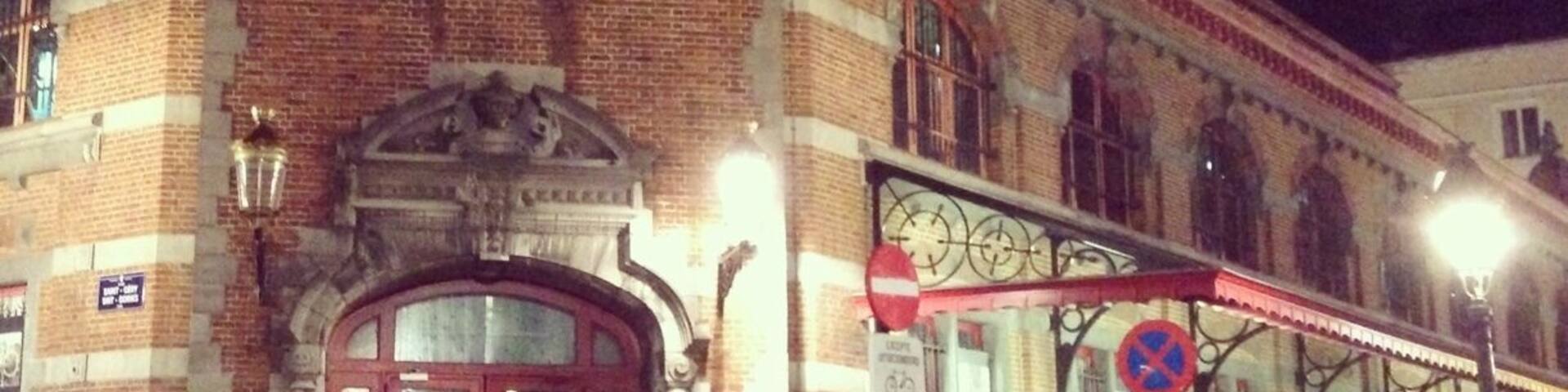 The former covered market of Brussels is now a charming heart of a very animated pub and café neighbourhood. Drinks and food are served inside or outside, most nights a house dj is fearured inside and there are frequent free entry art exhibition. A must see in Brussels.