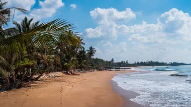 Tropical beach in south Sri Lanka panoramic view