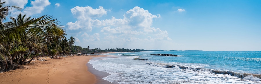 Tropical beach in south Sri Lanka panoramic view