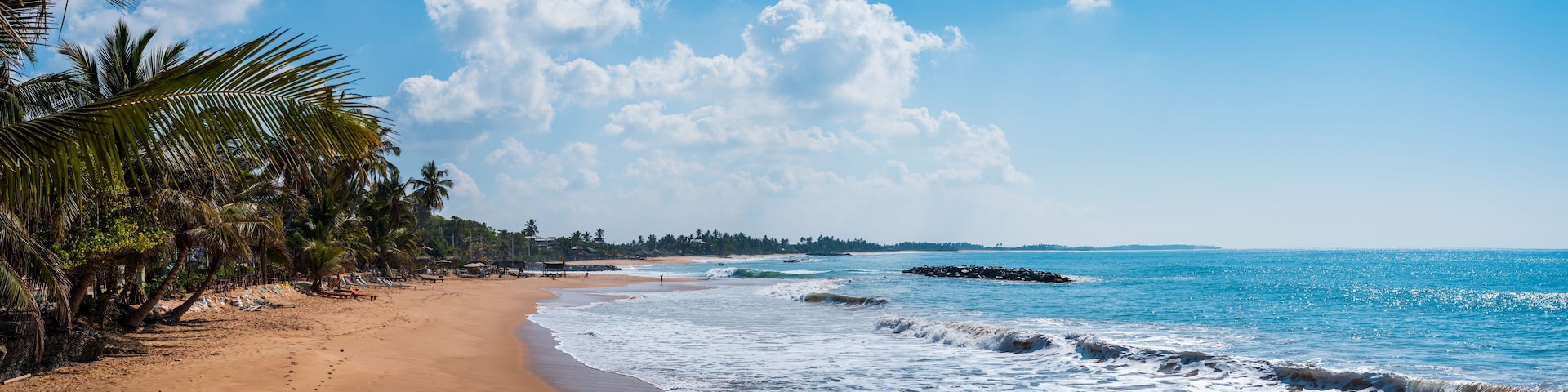 Tropical beach in south Sri Lanka panoramic view