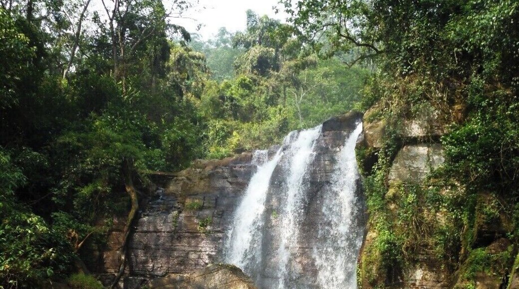 This is the Punaoya Falls, where we reached easily than all other six waterfalls. And also, anyone can have a close look to this waterfall from the Nuwara Eliya-Peradeniya main road.
Just before you enter into the Ramboda tunnel, you can see this eye-catching creation of nature. If you go closer, you must be careful as the rocks are too slippery.
