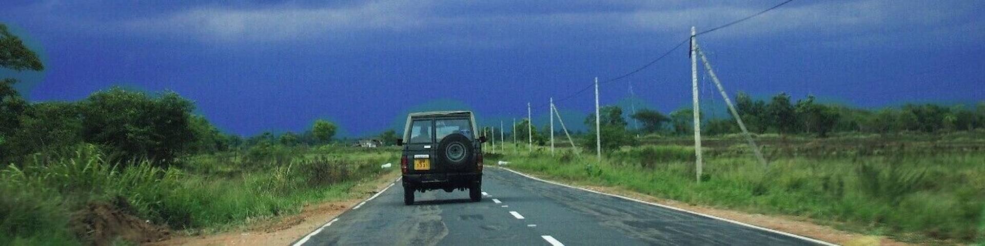 When we reached to Madawachchiya, the sky was dark grey and it signed us a huge rain. This vehicle owned by the Sri Lankan army.
Most of the time vehicles are rare on this country-side roads in northern part of Sri Lanka.