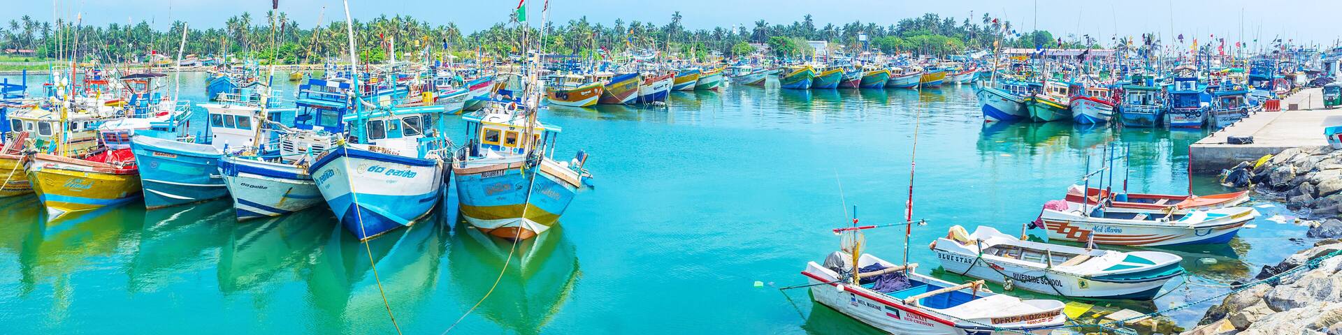 The scenic Mirissa fishing harbors of Sri Lanka