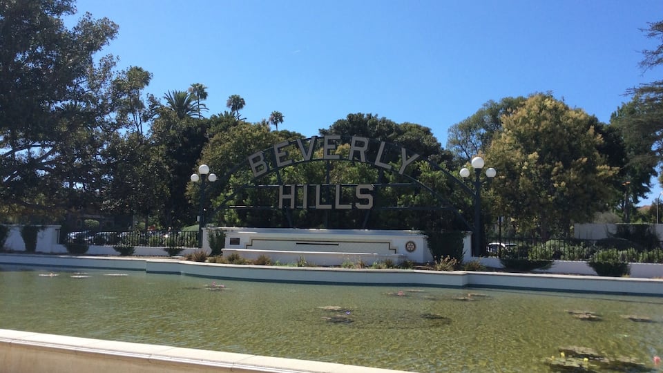 A fairly new recreation with the original dating to the early 1900s, this Beverly Hills sign and lily pond is a popular photo spot. It's within walking distance of Rodeo Drive and I think less ubiquitous than the shield. The garden is also pleasant to walk through.