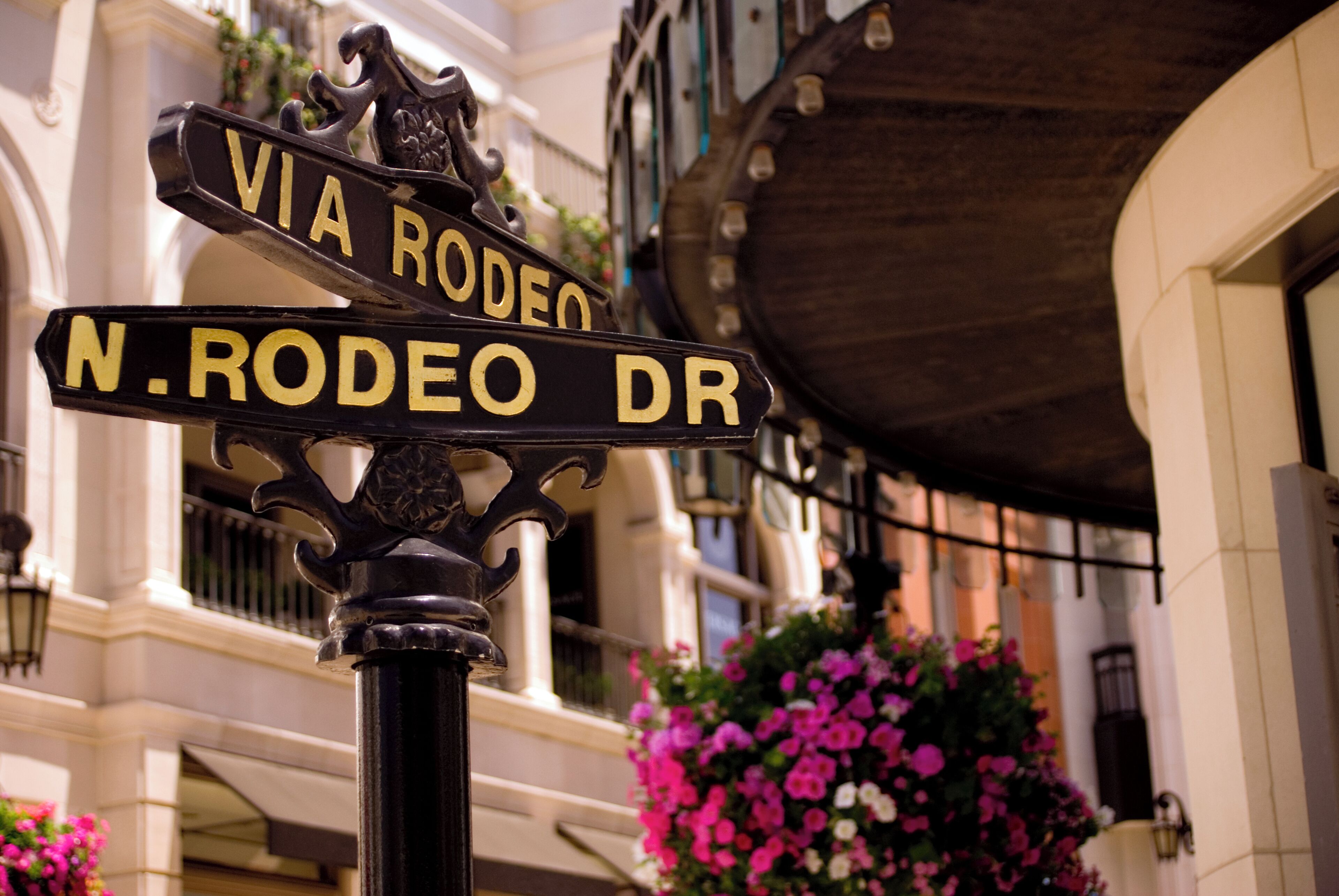 A view of the Rodeo Drive street sign in Beverly Hills.