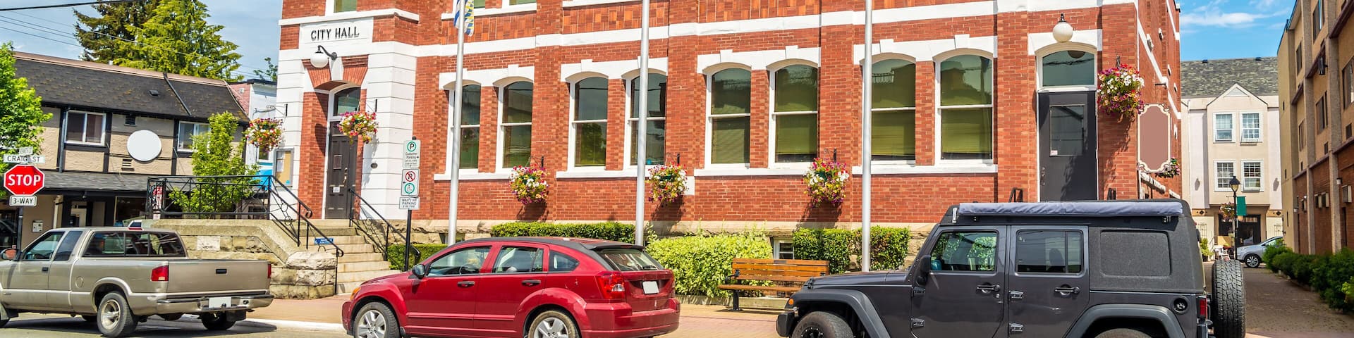 View at the City hall building of Duncan at the Vancouver Island in Canada
