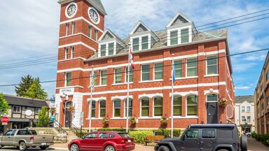 View at the City hall building of Duncan at the Vancouver Island in Canada