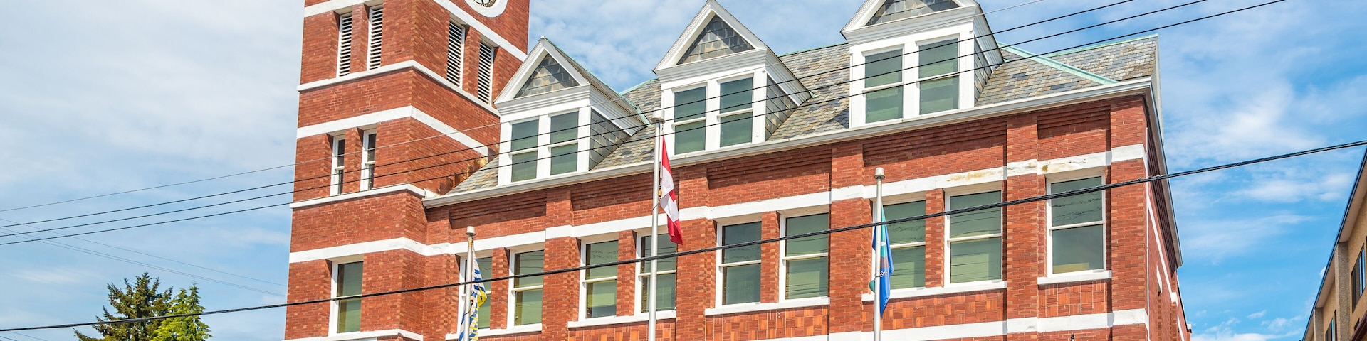 View at the City hall building of Duncan at the Vancouver Island in Canada