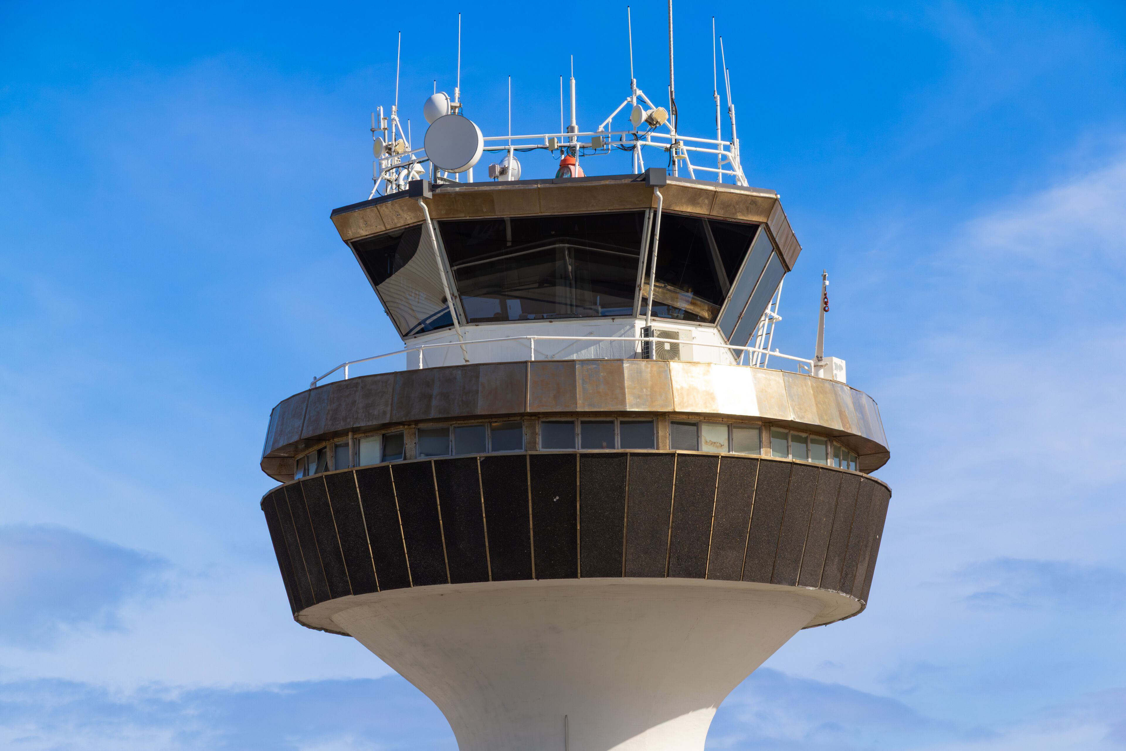 Air traffic control tower at Auckland International Airport, New Zealand. Built in the 1960's and due to be demolished and replaced by 2038.