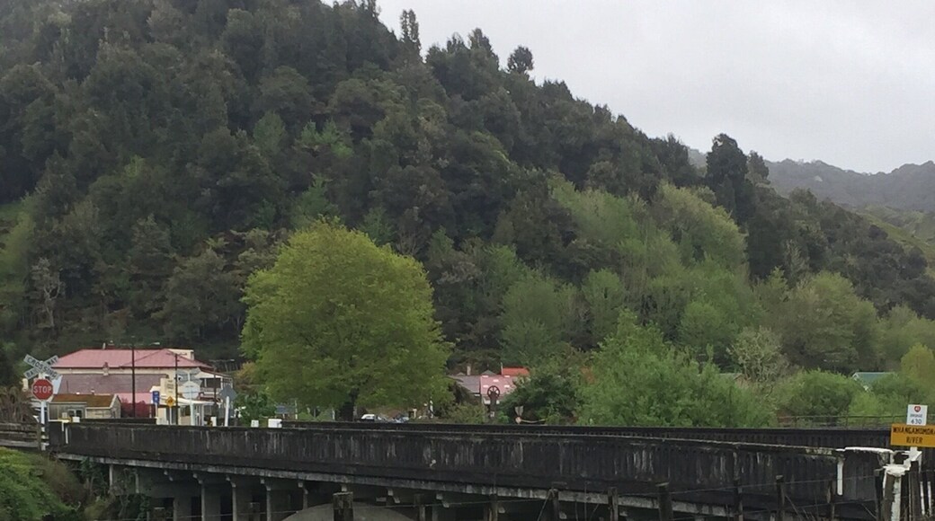 The Bridge-to-Elsewhere. One of 3 sister bridges (the Bridge-to-Nowhere and the Bridge-to-Somewhere being the other 2). You cross this bridge as you're coming into or leaving Whangamomona.