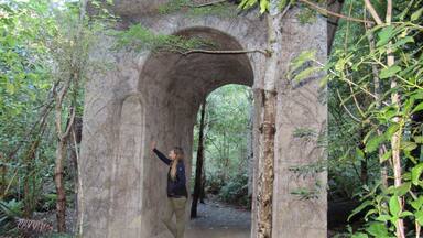 The original arch used for the filming of Rivendell was removed but this smaller recreation was installed in its original location