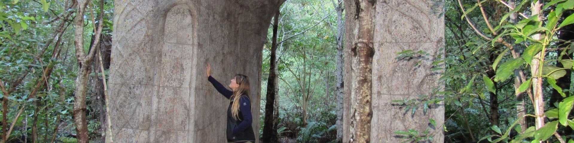 The original arch used for the filming of Rivendell was removed but this smaller recreation was installed in its original location