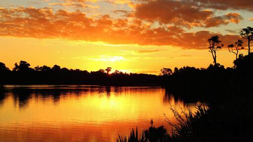 Sunset in Fiordland, taken from Martins Bay Lodge
