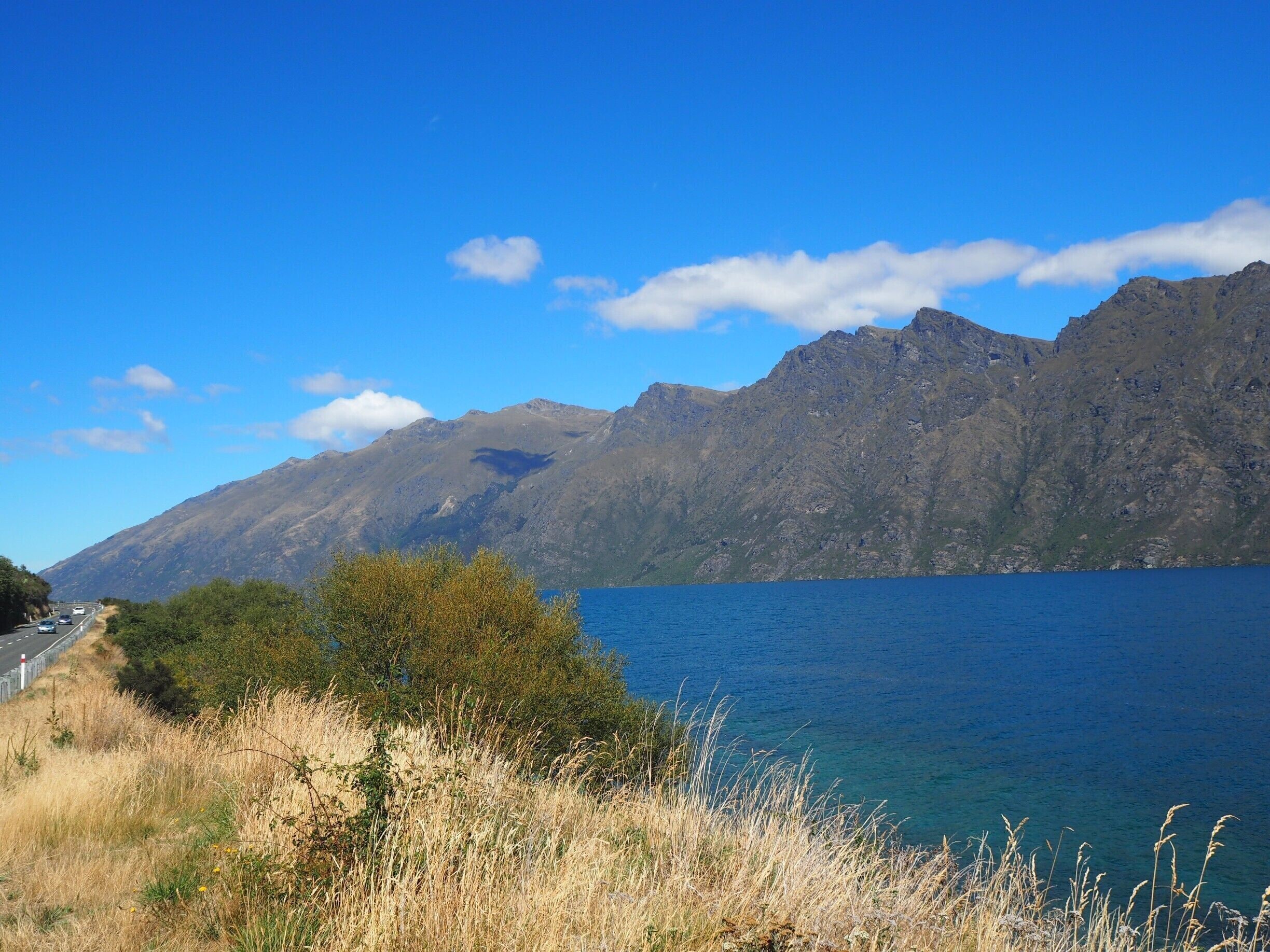 A few km out of Queenstown, approaching the small town of Kingston, beside the arm of Lake Wakatipu