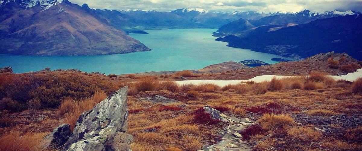 Looking West down Lake Wakatipu from The Remarkables - one of the most Spectacular Vistas in Queenstown, NZ.
