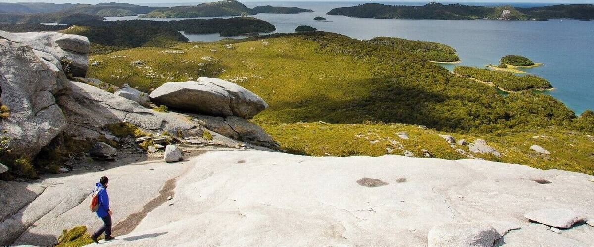 With our boat anchored in Port Pegasus on the south side of Stewart Island we explored the granite domes. This is an area that is very seldom visited.