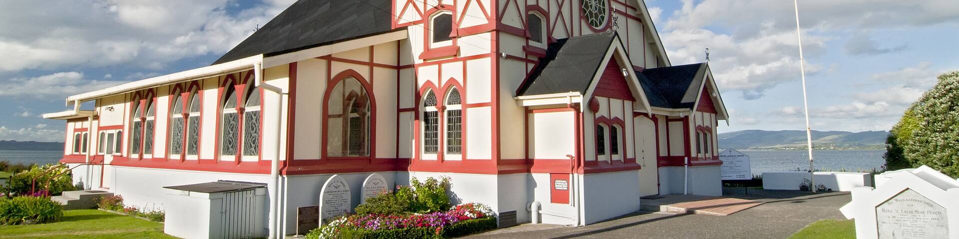 Saint Faiths Anglican Church, Ohinemutu Maori Village, Rotorua, North Island, New Zealand.