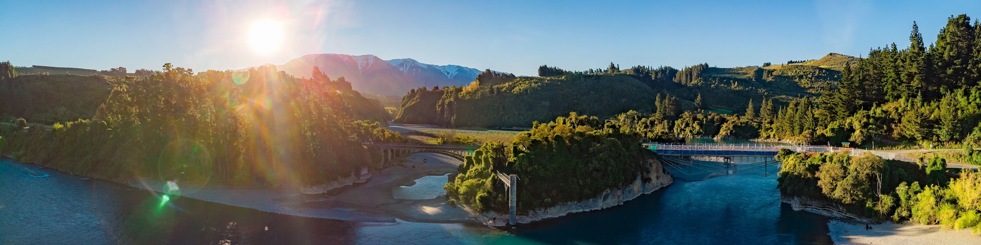 Bridges over Rakaia river, Rakaia Gorge, New Zealand, South Island