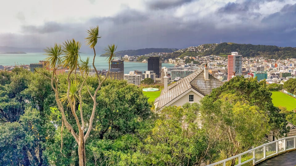 Panoramic aerial view of Wellington skyline, New Zealand